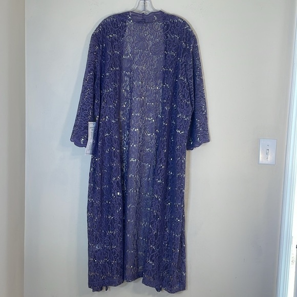 NWT. Roaman’s 34W Open Front Sparkle Sequin Long Lace Jacket. - Picture 10 of 13